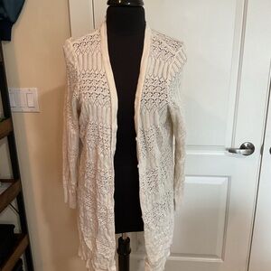 torrid Cream Openwork Crochet Long Cardigan